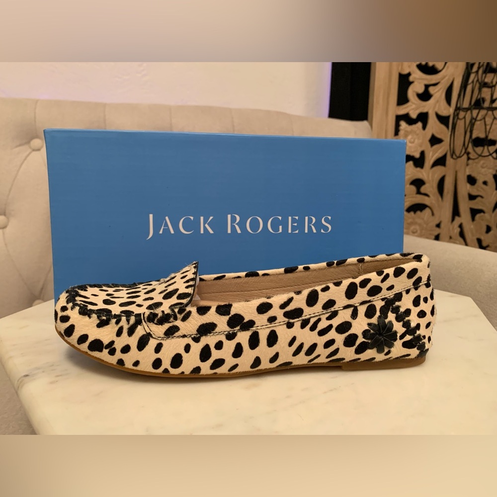 Jack Rogers Women's Black and Cream Leopard Loafers